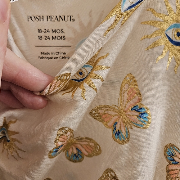 Posh Peanut Cream Dress with Butterfly and Sun Design - Picture 4 of 5